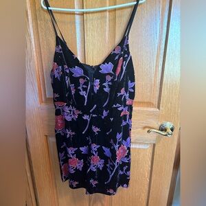 Forever 21 Black Velvet Dress with Floral Accents